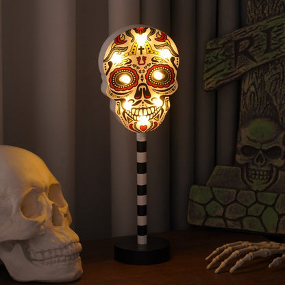 LED Halloween Lights Pumpkin Ghost Skull Wooden Decoration Night Light Atmosphere Light