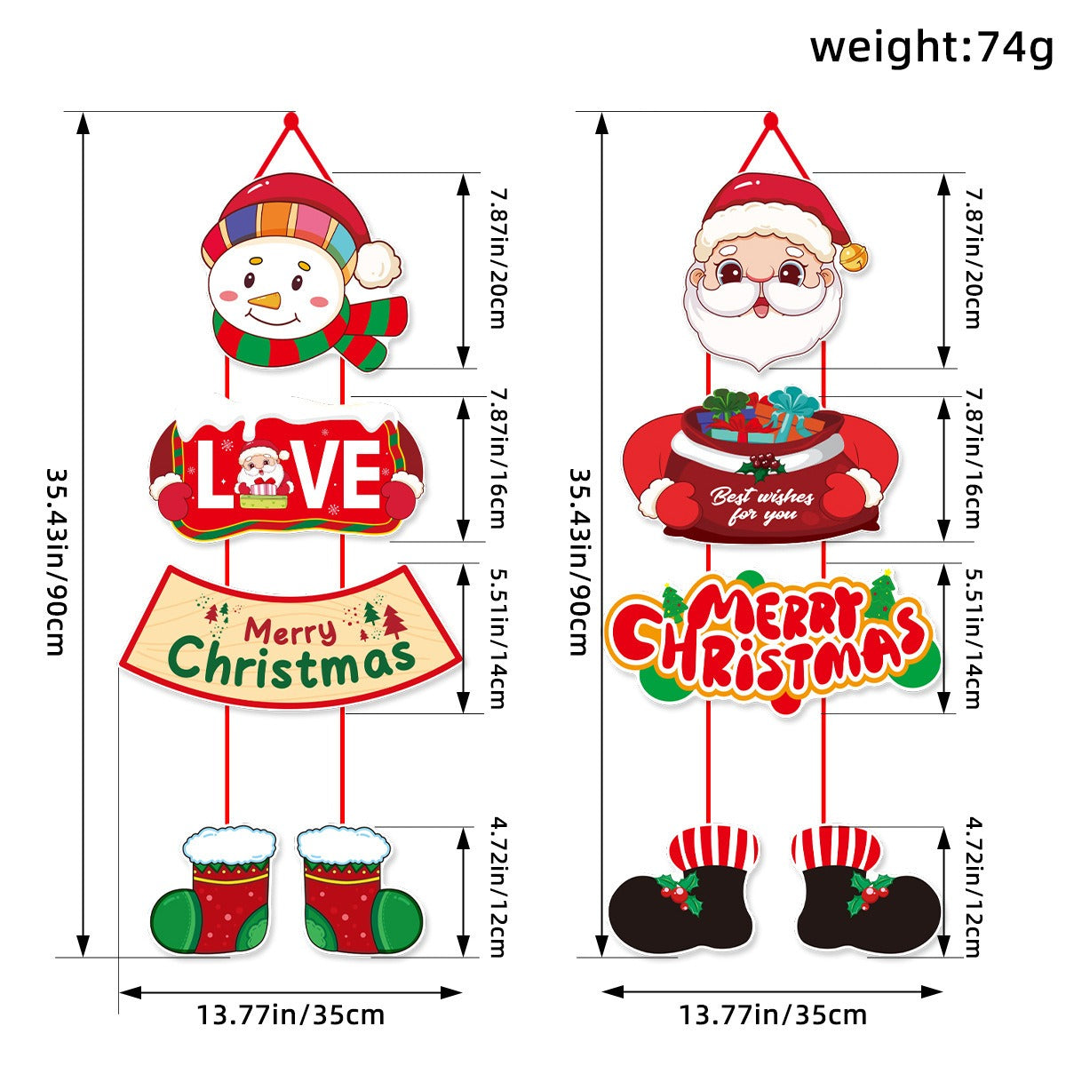 Christmas Door Hanging Festival Decoration Couplets Santa Claus Snowman Door Curtain Hanging Party Supplies