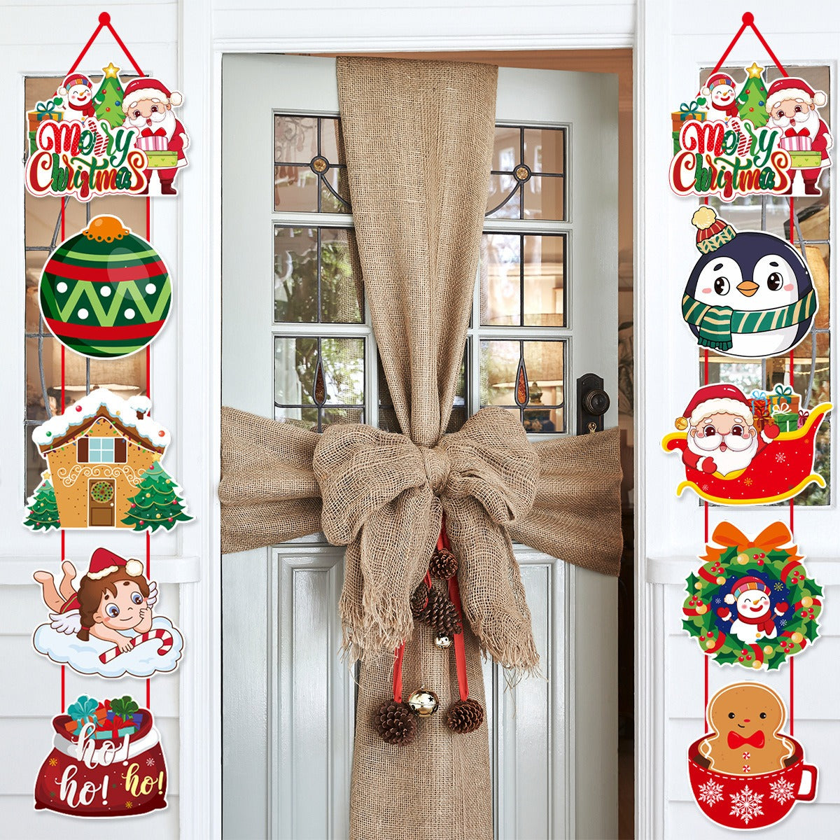 Christmas Door Hanging Festival Decoration Couplets Santa Claus Snowman Door Curtain Hanging Party Supplies