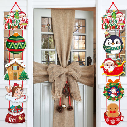 Christmas Door Hanging Festival Decoration Couplets Santa Claus Snowman Door Curtain Hanging Party Supplies