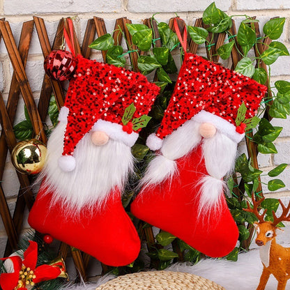 Creative Christmas Socks Gift Bag Glitter Hat Candy Socks Faceless Elderly Beard Gift Bag