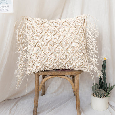 Nordic Handmade Home Decor Knitted Decorative Pillows Cushion Cover with Tassel Crocheted Sofa Bed Pillow Case 45x45cm