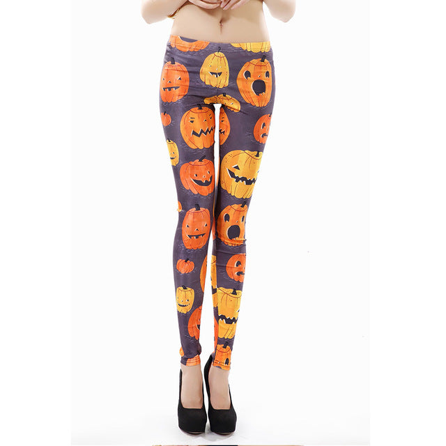 Woman Halloween Jack-O-Lantern Printed Leggings