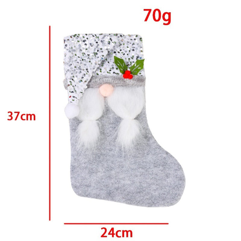 Creative Christmas Socks Gift Bag Glitter Hat Candy Socks Faceless Elderly Beard Gift Bag