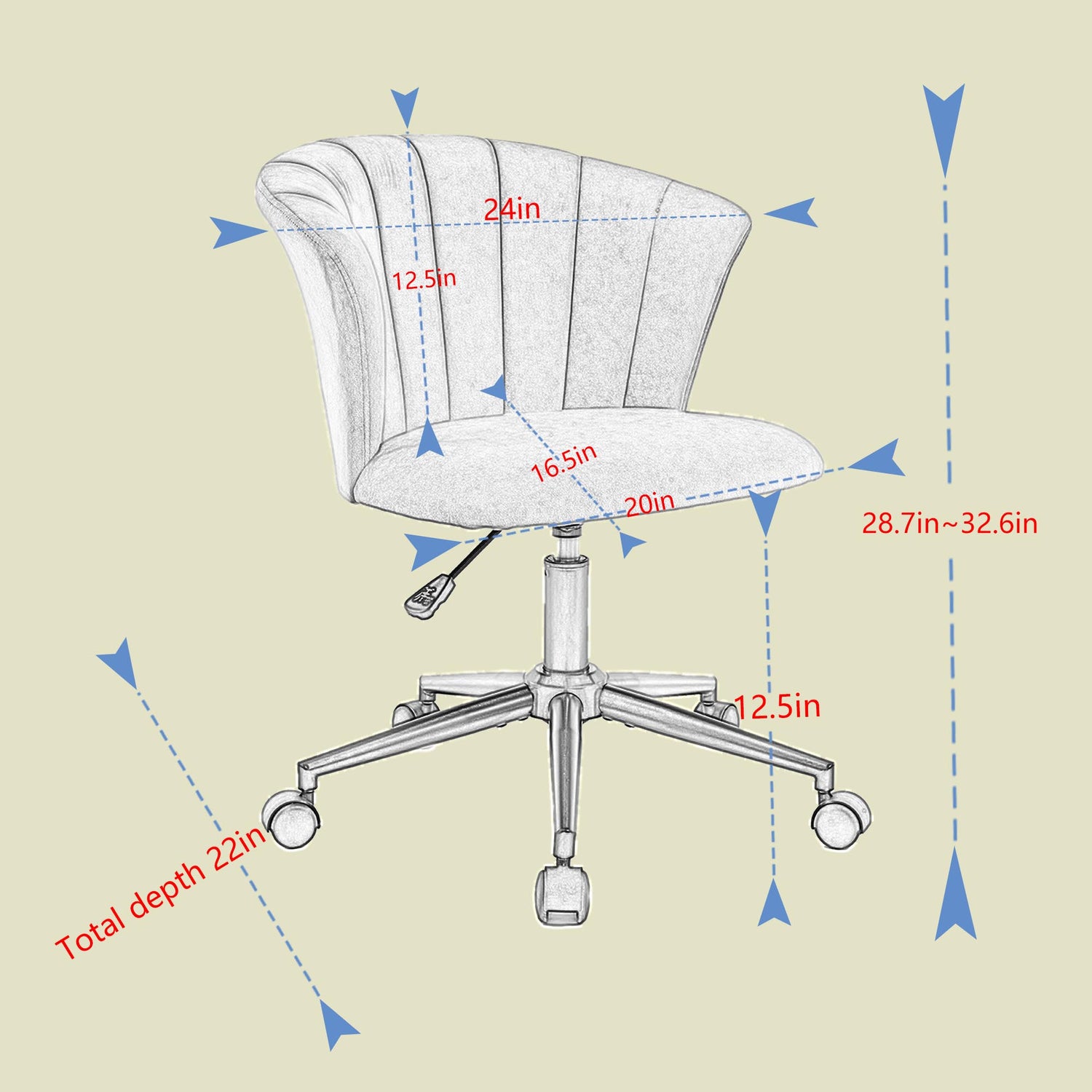 Home Office Chair, Velvet Fabric Swivel Flower Shape Computer Desk Chair for Home Office or Bedroom