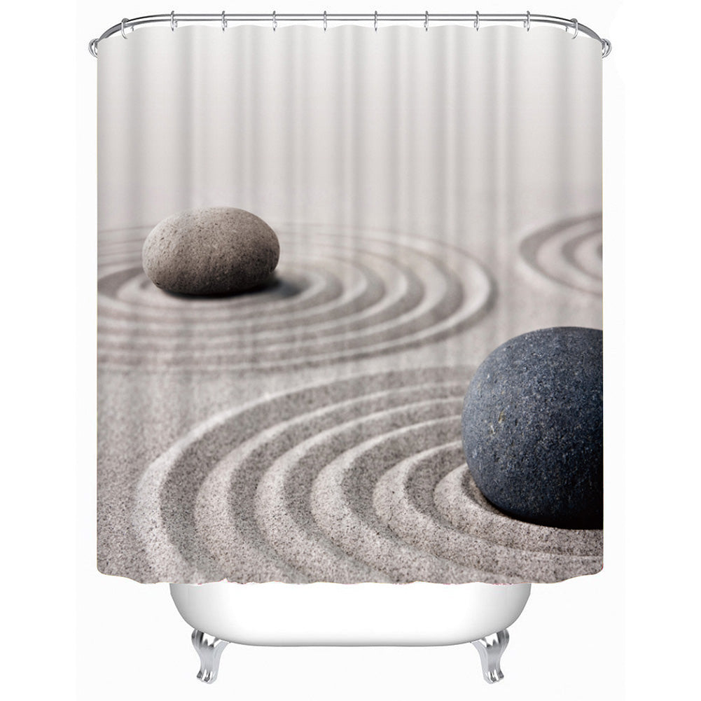 180x180cm/180x200cm Bathroom Shower Curtain Bathroom Decoration Waterproof Sand&amp;Stone Printed Pattern Shower Curtains