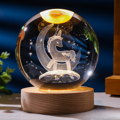 Starry Sky 3D Micro Landscape Crystal Ball Home Desktop Creative Interior Carving White Crystal Ball Ornament Craft Gift product