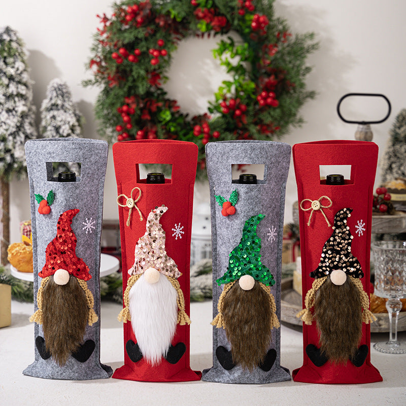 Christmas Decoration Rudolf Wine Bottle Bag Christmas Wine Bottle Cover Party Decoration Dwarf Wine Bottle Cover