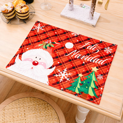 Christmas Decorations Santa Claus Snowflake Grid Meal Mat Christmas Restaurant Festive Atmosphere Decoration