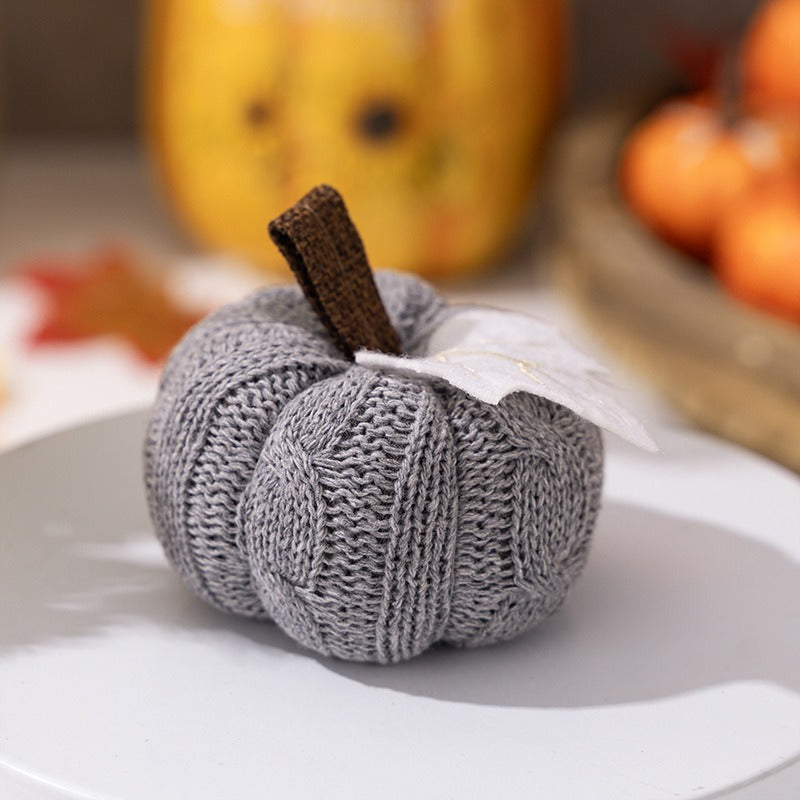 Thanksgiving Decoration Halloween Orange Pumpkin Pendant Harvest Festival Knitted Pumpkin Ornament Cloth