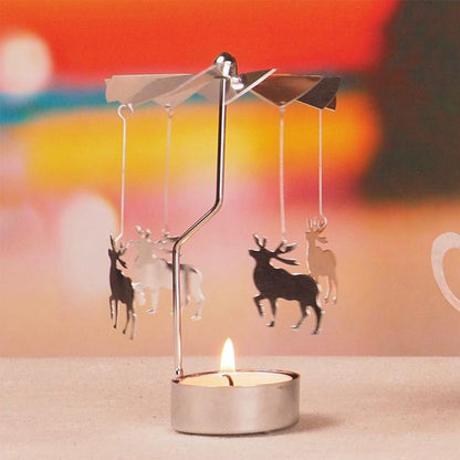 Metal Candlestick Merry Christmas Table Decor For Home Rotating Elk Angel Christmas Ornament Navidad Xmas Craft