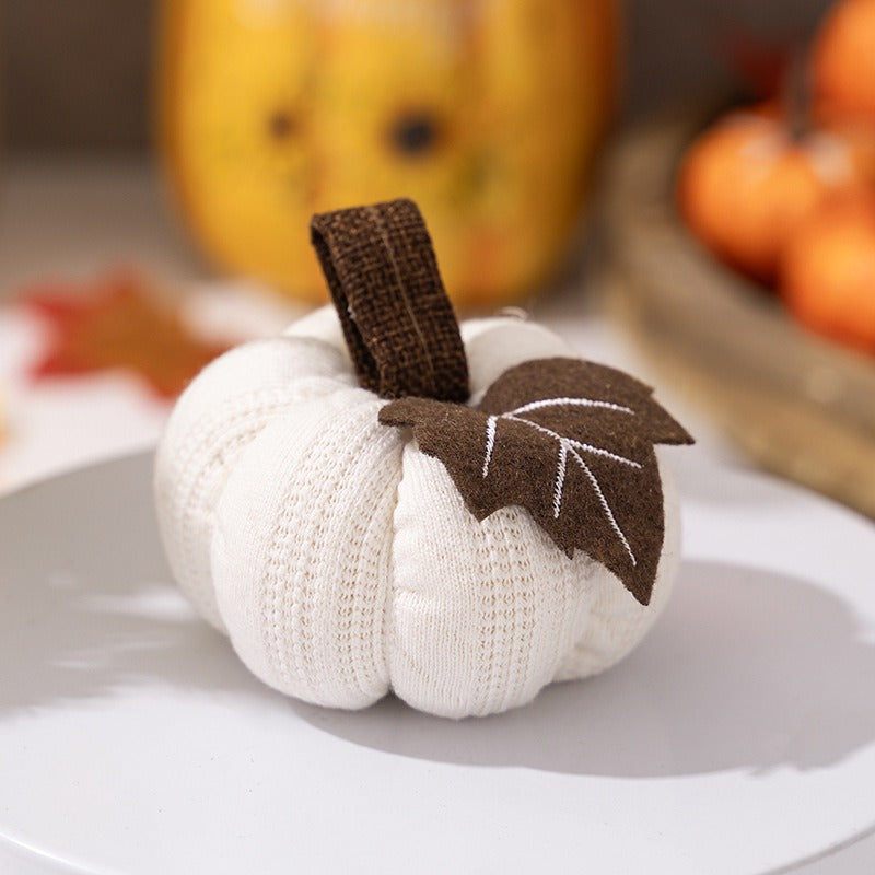 Thanksgiving Decoration Halloween Orange Pumpkin Pendant Harvest Festival Knitted Pumpkin Ornament Cloth