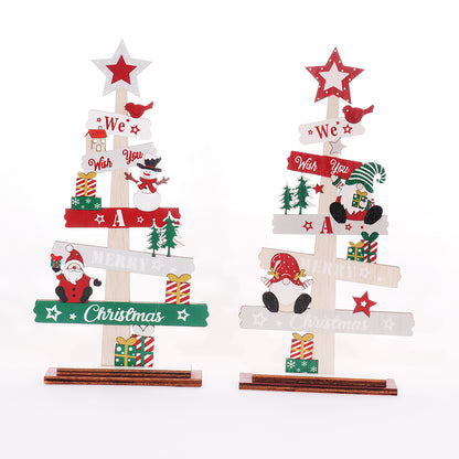 Christmas Decorations Wooden Painted Christmas Tree Cartoon Faceless Doll Ornament Wooden Crafts