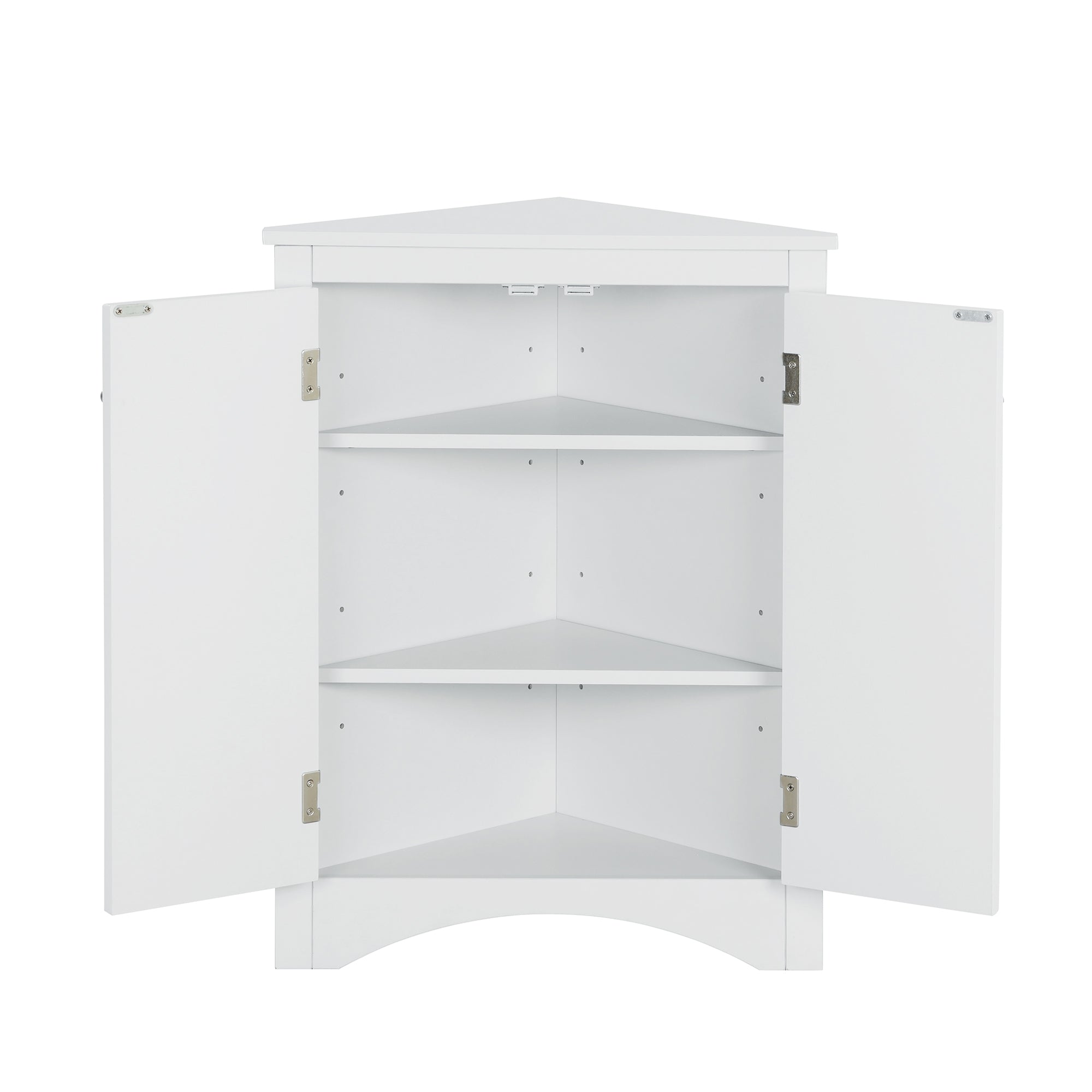 White Triangle Bathroom Storage Cabinet with Adjustable Shelves, Freestanding Floor Cabinet for Home Kitchen