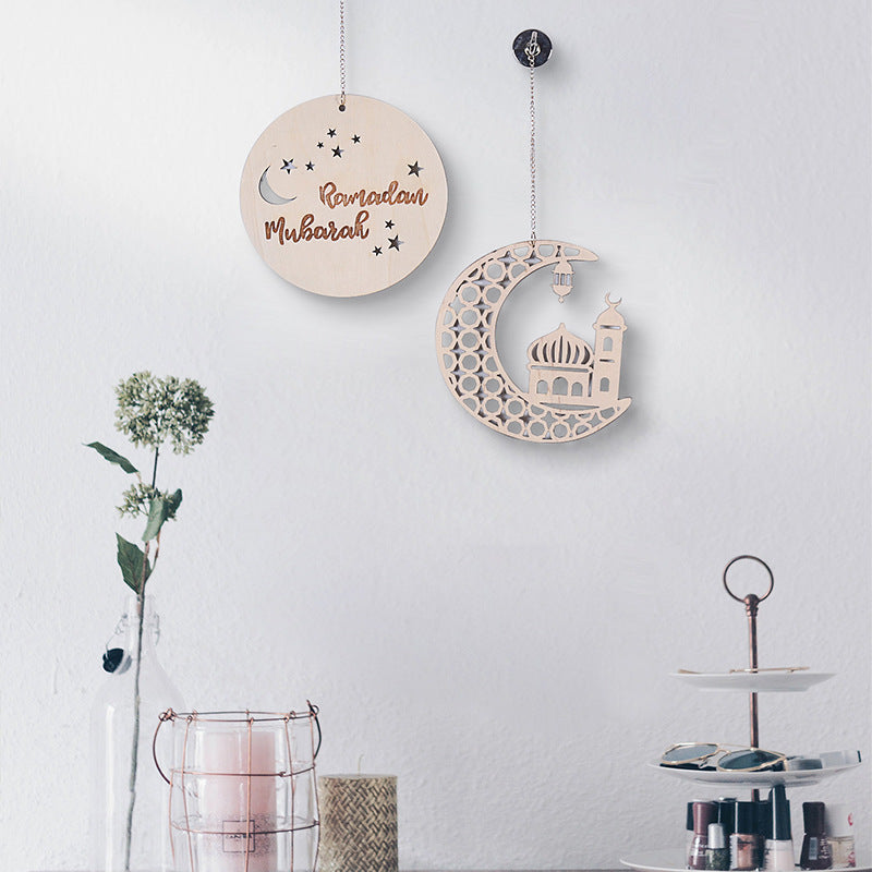 Ramadan Circle Moon Wood Piece Wall Decor Wall Hanging Modern Simple Home Decor Wall Decor