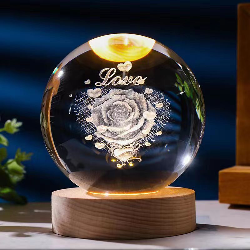 Starry Sky 3D Micro Landscape Crystal Ball Home Desktop Creative Interior Carving White Crystal Ball Ornament Craft Gift product