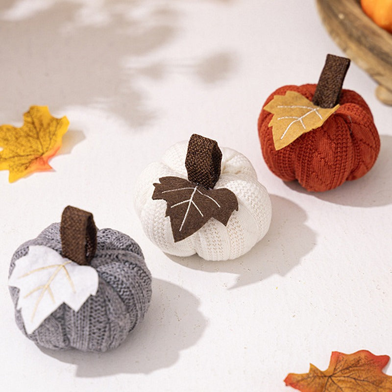 Thanksgiving Decoration Halloween Orange Pumpkin Pendant Harvest Festival Knitted Pumpkin Ornament Cloth