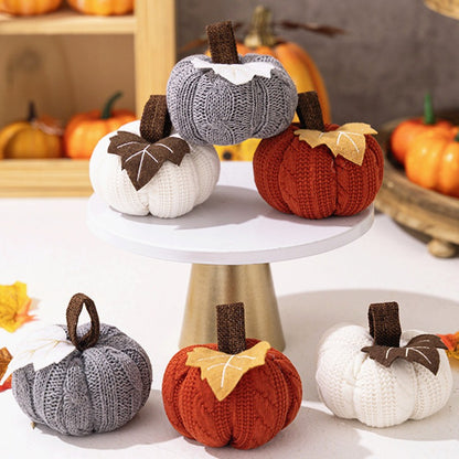 Thanksgiving Decoration Halloween Orange Pumpkin Pendant Harvest Festival Knitted Pumpkin Ornament Cloth