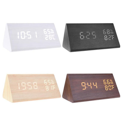 LED Alarm Clocks Sound Control Digital Clock Thermometer Timer Calendar Display Electronic Table Clock Home Decor