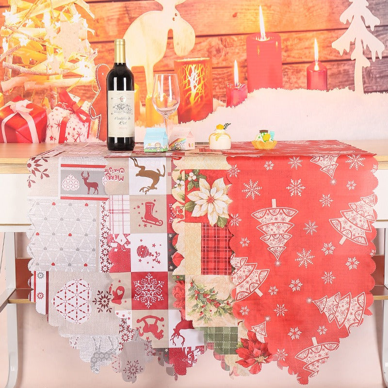 Christmas decorations printed fabrics table flags creative new table flags restaurants, family parties party tablecloths