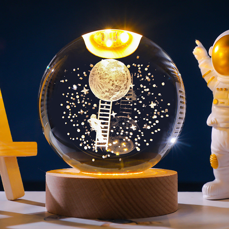 Starry Sky 3D Micro Landscape Crystal Ball Home Desktop Creative Interior Carving White Crystal Ball Ornament Craft Gift product