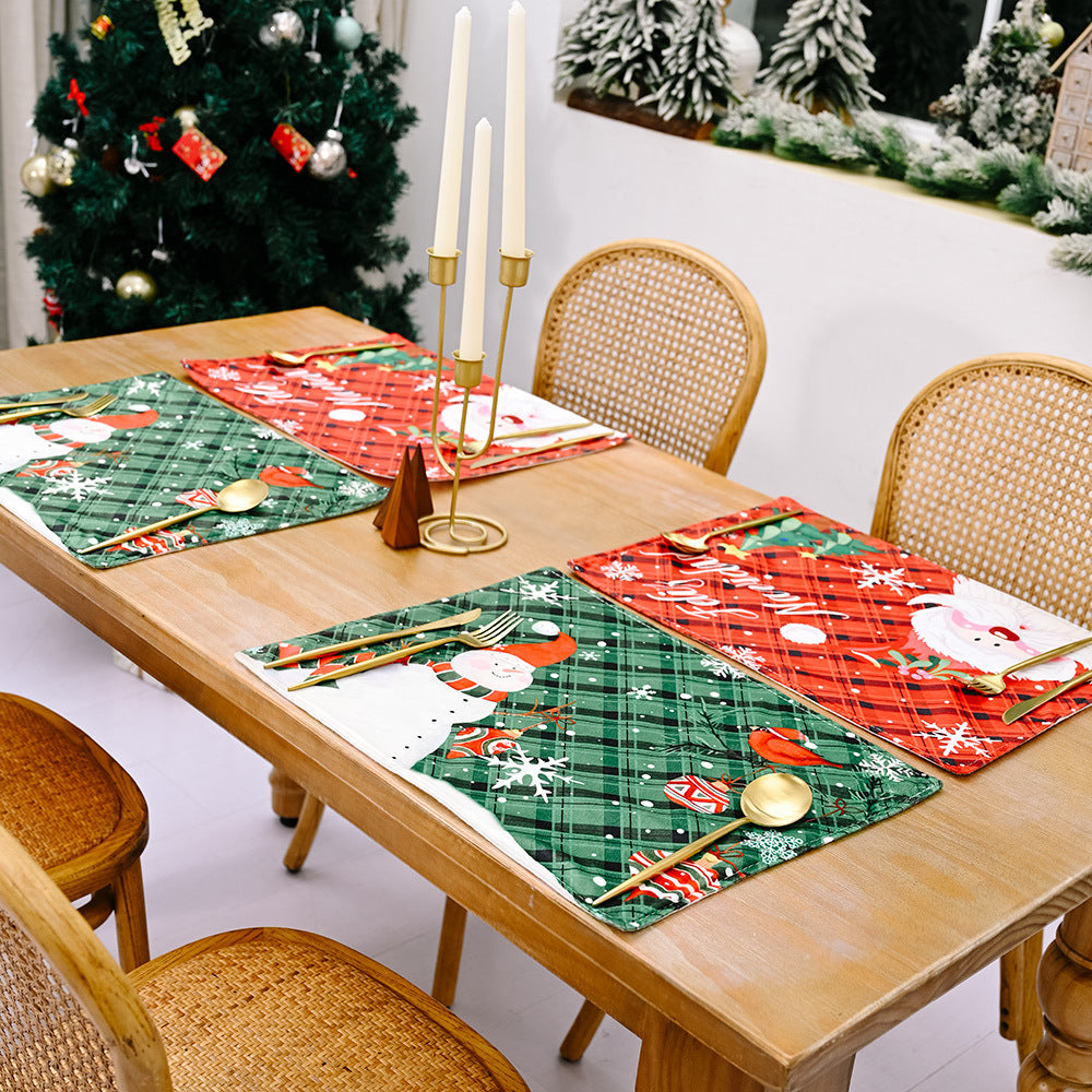 Christmas Decorations Santa Claus Snowflake Grid Meal Mat Christmas Restaurant Festive Atmosphere Decoration