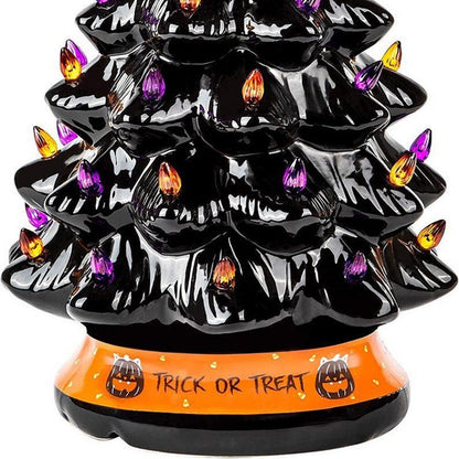 Halloween Black 30cm Luminous Tree With Pumpkin Top Halloween Tree Decoration