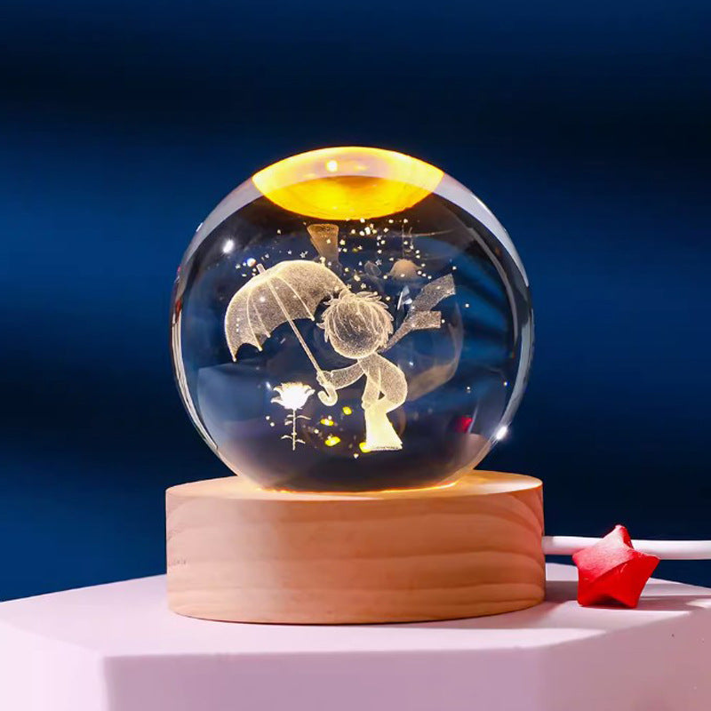 Starry Sky 3D Micro Landscape Crystal Ball Home Desktop Creative Interior Carving White Crystal Ball Ornament Craft Gift product