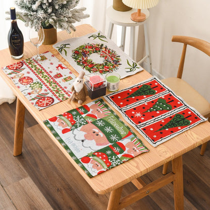 Decorative products knitted fabric placemats creative knitted placemats tablecloths elderly small tree placemats