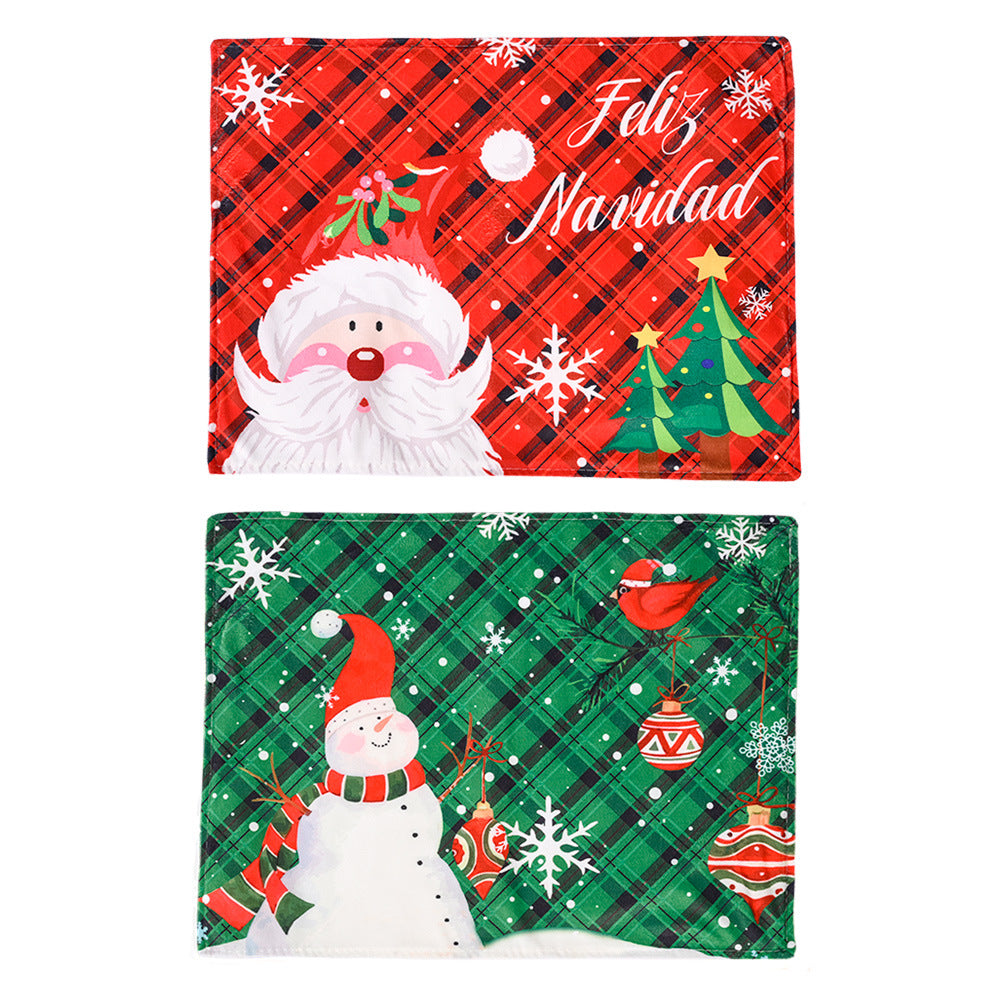 Christmas Decorations Santa Claus Snowflake Grid Meal Mat Christmas Restaurant Festive Atmosphere Decoration