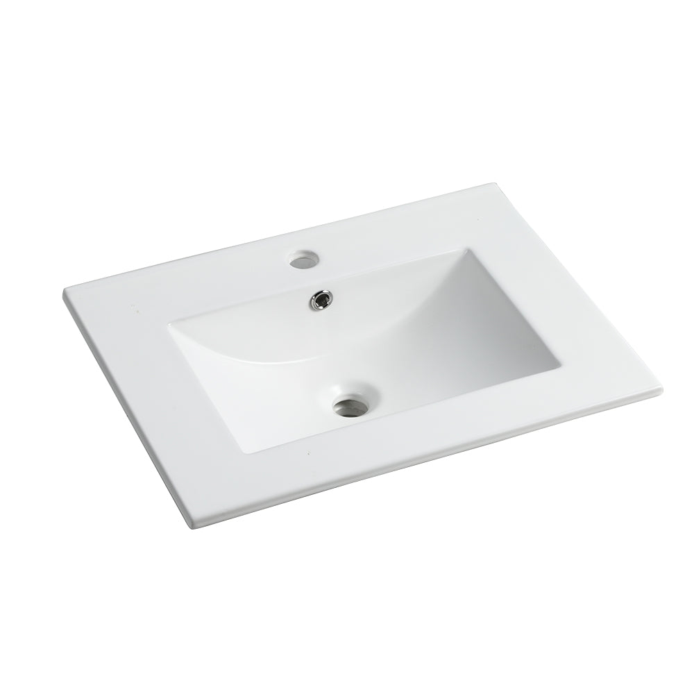 24 Inch Bathroom Ceramic Sink Basin, White