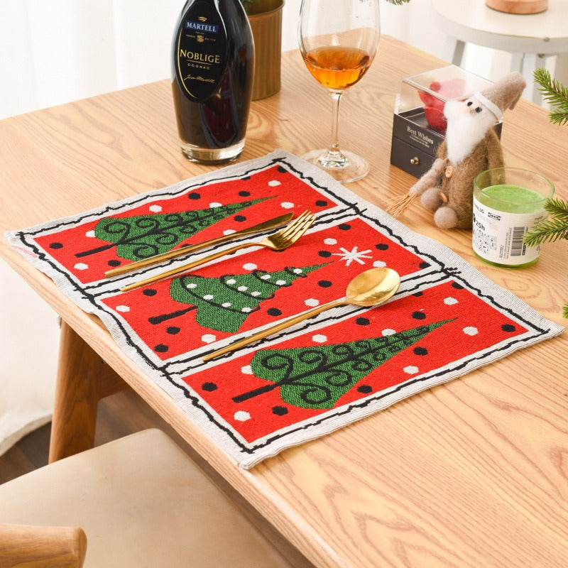 Decorative products knitted fabric placemats creative knitted placemats tablecloths elderly small tree placemats