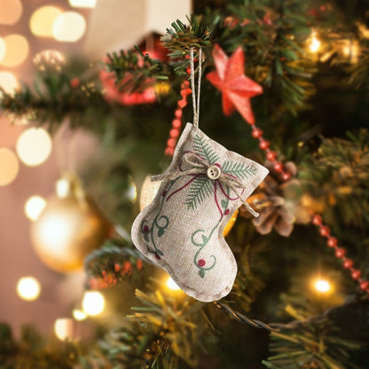 Christmas linen pendant decorations, fabric Christmas socks, Christmas balls, Christmas tree decorations, scene arrangement