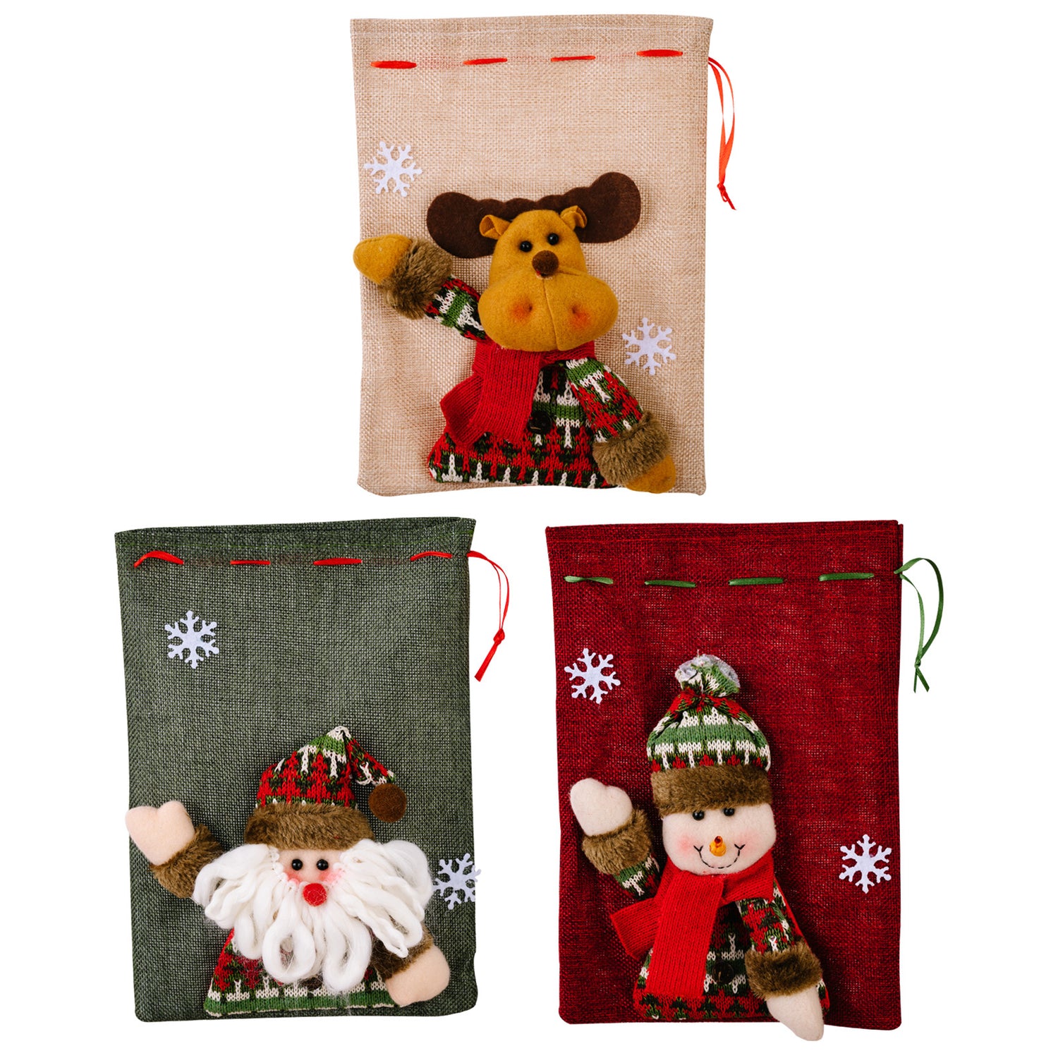 Christmas New Decorations Cartoon Doll Linen Gift Bag Santa Claus Elk Snowman Storage Bag Decoration