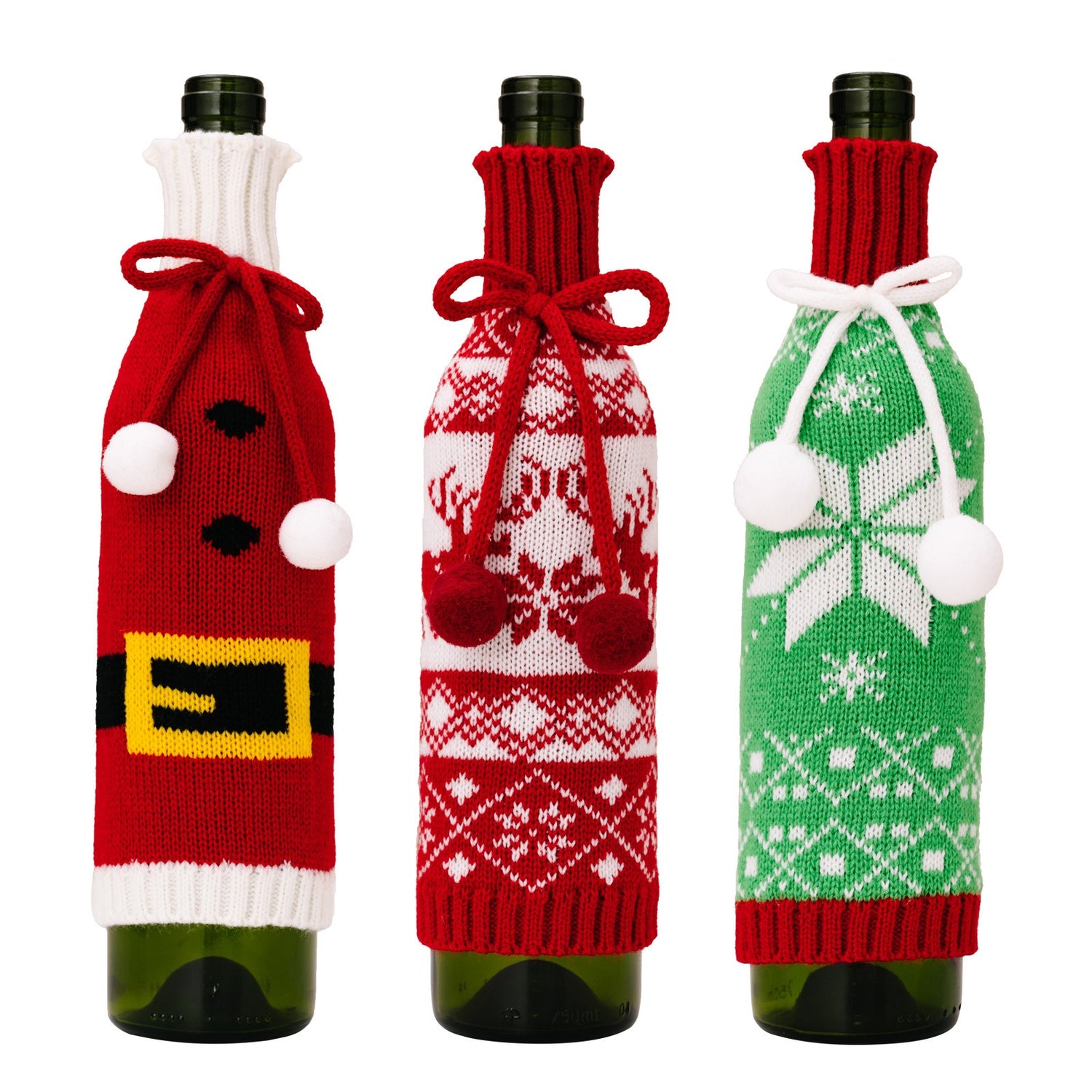 New Christmas Decorative Products Knitted Wine Bottle Set Woolen Champagne Wine Set Christmas Snowflake Wine Set