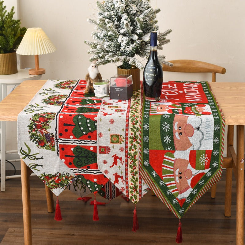 New Christmas Decoration Products Knitted Cloth Tablecloth Table Flag Creative Christmas Tablecloth Table Decoration Home Decor