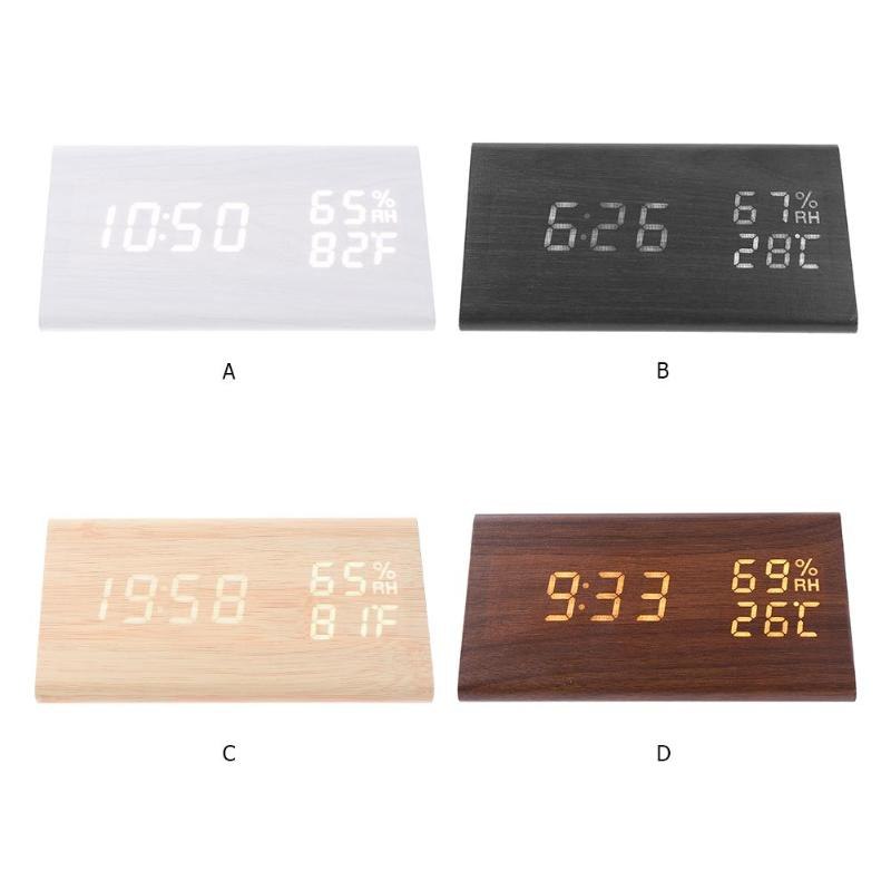 LED Alarm Clocks Sound Control Digital Clock Thermometer Timer Calendar Display Electronic Table Clock Home Decor