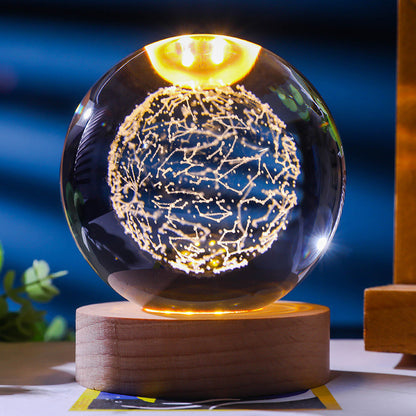 Starry Sky 3D Micro Landscape Crystal Ball Home Desktop Creative Interior Carving White Crystal Ball Ornament Craft Gift product