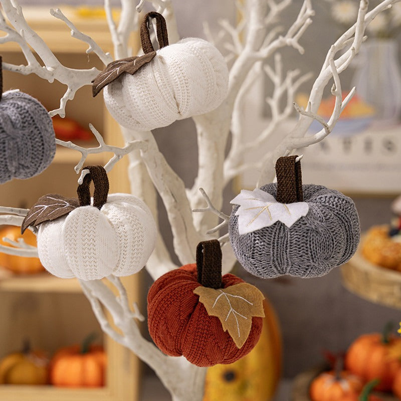 Thanksgiving Decoration Halloween Orange Pumpkin Pendant Harvest Festival Knitted Pumpkin Ornament Cloth