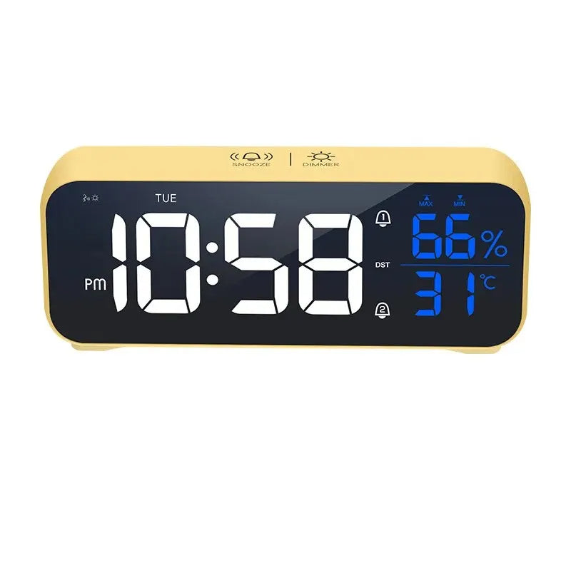 Music LED Digital Alarm Clock Voice Control Temperature Humidity Display Desktop Clocks Home Table Decoration Built-in 1200mAh