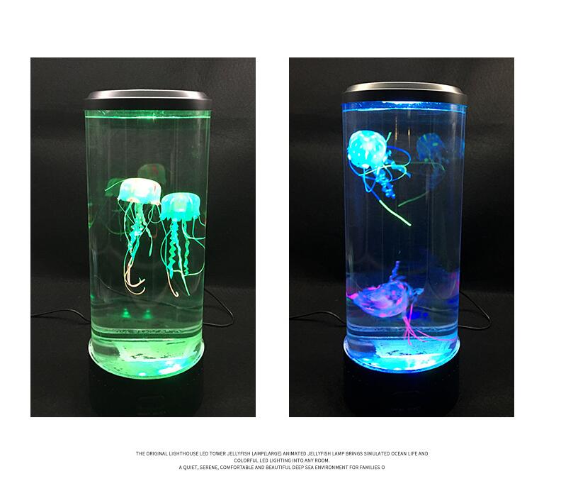 Jellyfish Water Tank Aquarium LED Lamp Color Changing Bedside for Home Bedroom Decoration Kids Gifts