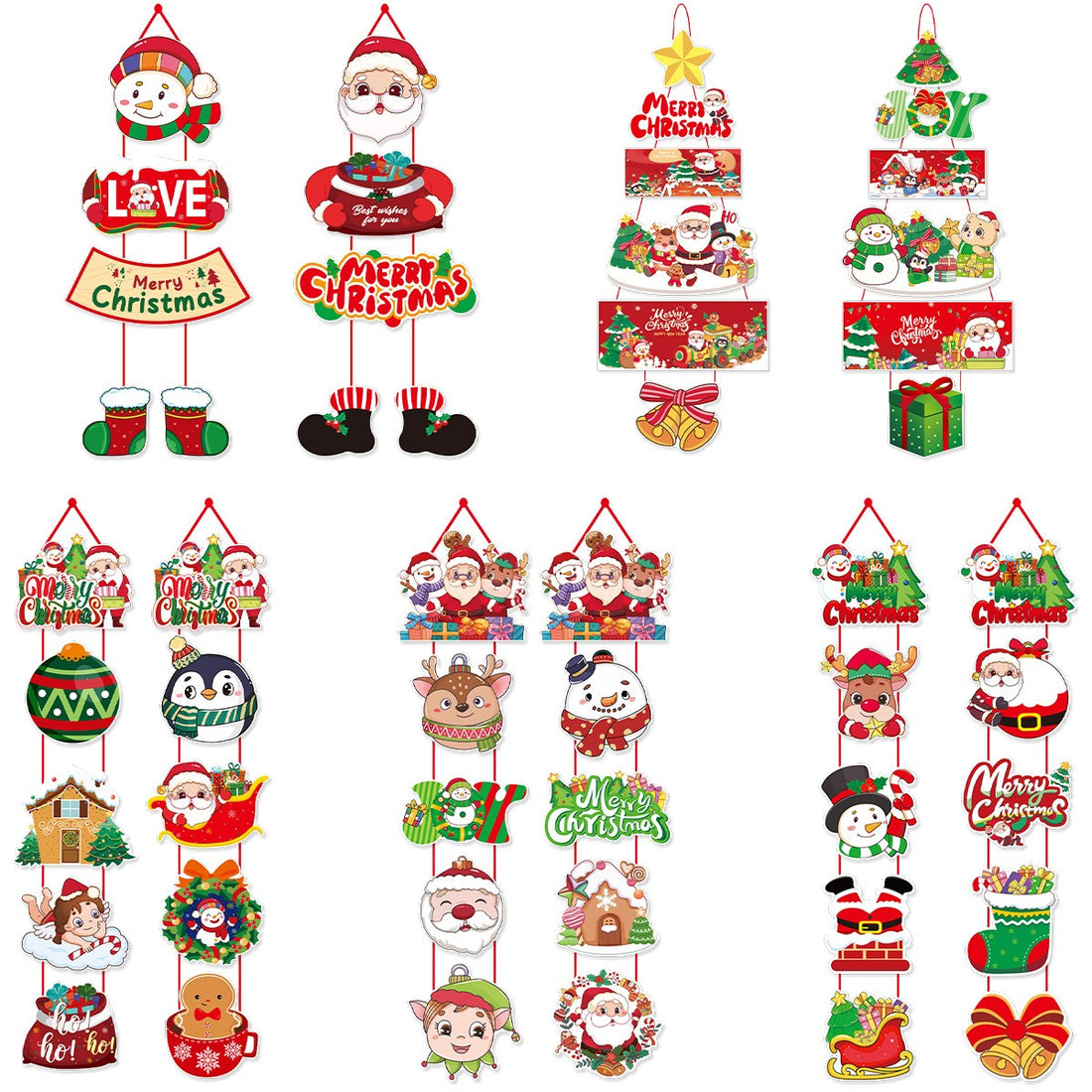 Christmas Door Hanging Festival Decoration Couplets Santa Claus Snowman Door Curtain Hanging Party Supplies