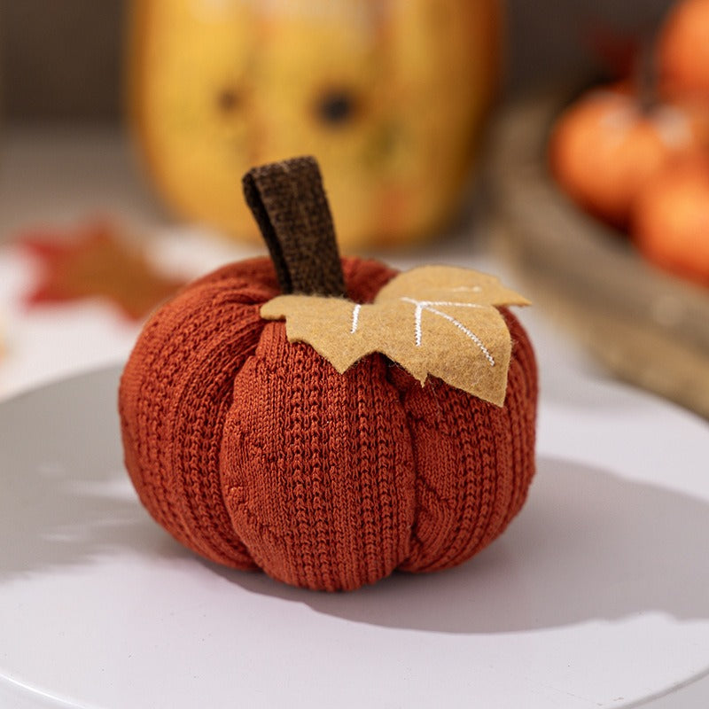 Thanksgiving Decoration Halloween Orange Pumpkin Pendant Harvest Festival Knitted Pumpkin Ornament Cloth