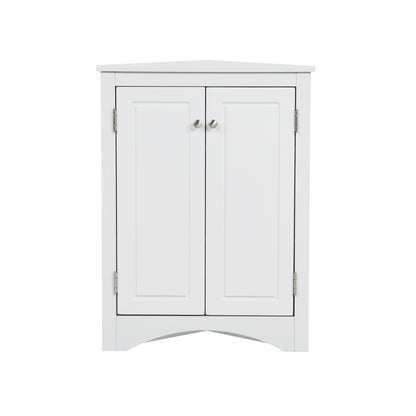 White Triangle Bathroom Storage Cabinet with Adjustable Shelves, Freestanding Floor Cabinet for Home Kitchen