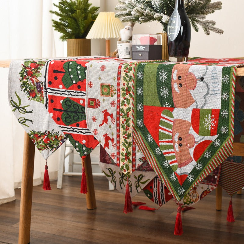 New Christmas Decoration Products Knitted Cloth Tablecloth Table Flag Creative Christmas Tablecloth Table Decoration Home Decor