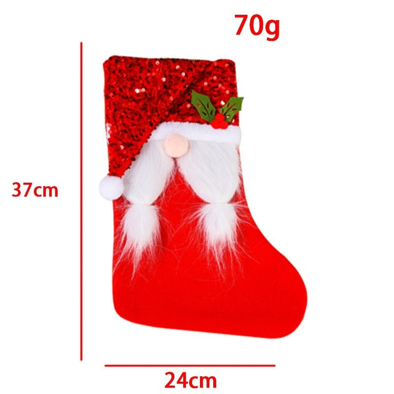 Creative Christmas Socks Gift Bag Glitter Hat Candy Socks Faceless Elderly Beard Gift Bag