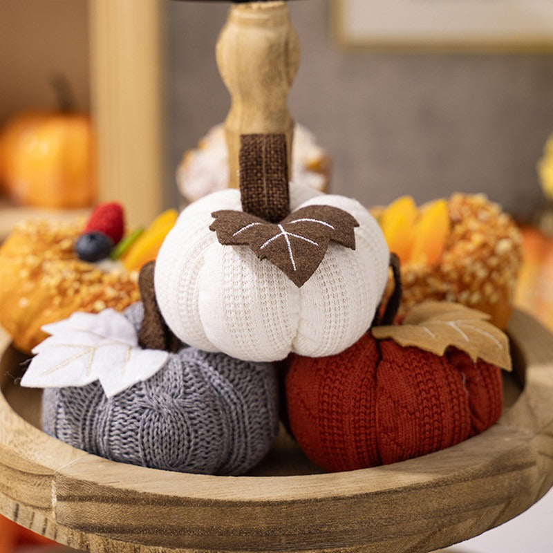 Thanksgiving Decoration Halloween Orange Pumpkin Pendant Harvest Festival Knitted Pumpkin Ornament Cloth