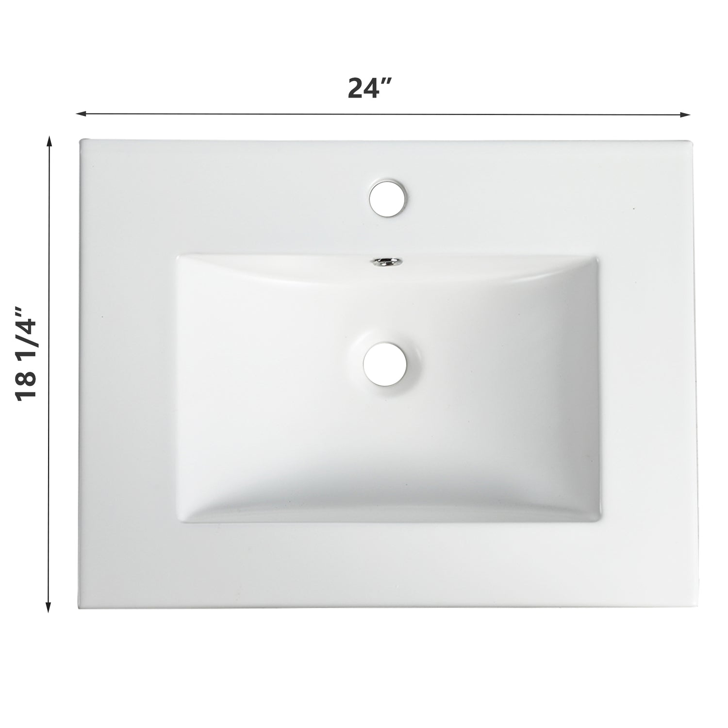 24 Inch Bathroom Ceramic Sink Basin, White