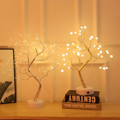 LED Night Light Mini Tree Copper Wire Garland Lamp For Home Bedroom Decor