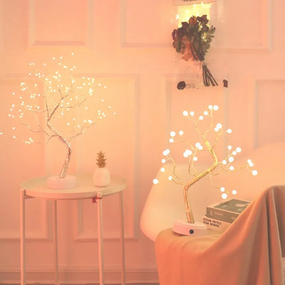 LED Night Light Mini Tree Copper Wire Garland Lamp For Home Bedroom Decor